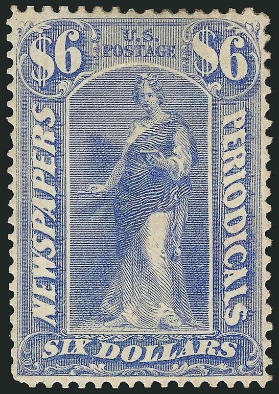 $6.00 Ultramarine, 1875 Issue (PR26).> Disturbed original gum, h.r., pretty shade, reperfed at left and bottom, Very Fine appearance, with 2002 P.S.E. certificate