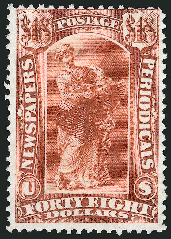 $48.00 Red Brown, 1875 Issue (PR31).> Unused (no gum), intense shade on bright paper, fresh and Fine example of this rarity, with 2002 P.S.E. certificate