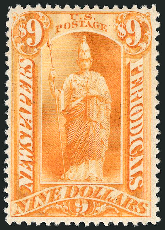 $9.00 Orange, 1879 Issue (PR74). Mint N.H.,> vibrant color as fresh as the day it was printed, balanced margins<><>^VERY FINE AND CHOICE. A WONDERFUL MINT NEVER-HINGED EXAMPLE OF THE $9.00 1879 ISSUE.^<><>With
2004 P.F. certificate. Scott Retail