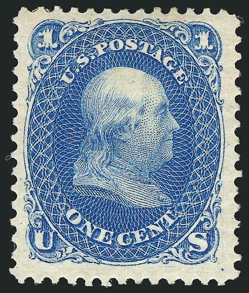 1c Blue, Re-Issue (102).> Original gum, deep rich color on bright paper, unusually wide margins, fresh and Very Fine, with 2002 P.F. certificate