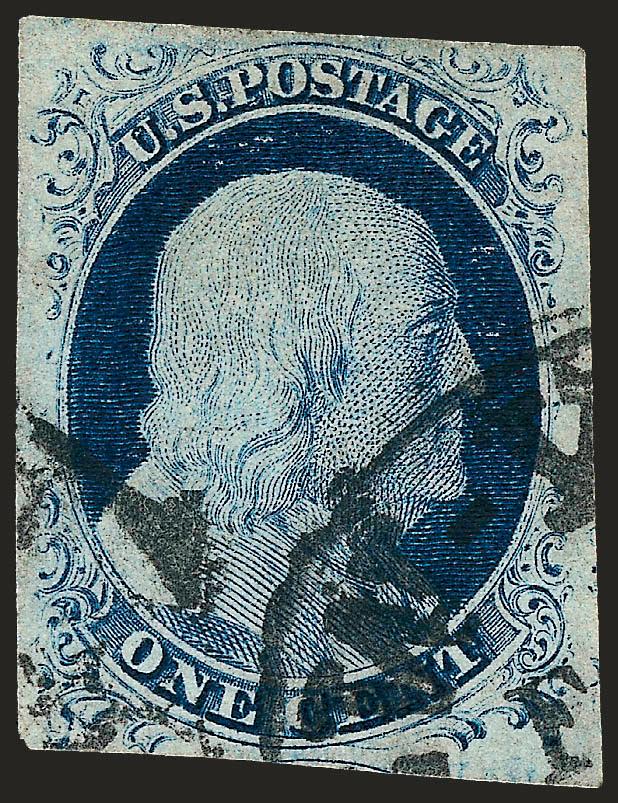 1c Blue, Ty. IV (9).> Position 24R1L, recut once at top and twice at bottom, ample to large margins, dark shade, New York datestamp, Very Fine, with 1987 P.F. certificate