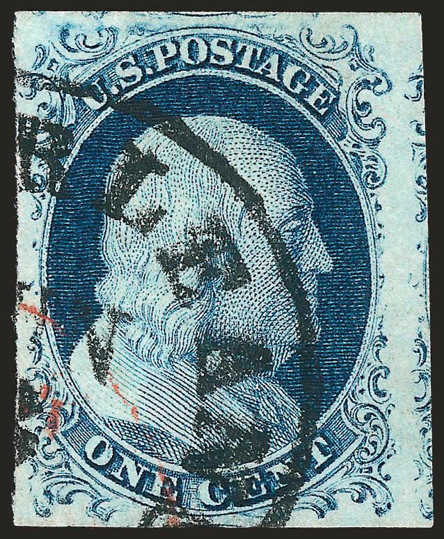 1c Blue, Ty. IV (9).> Recut once at top and twice at bottom, large to huge margins showing parts of two adjoining stamps, dark shade, bold New Orleans datestamp, Extremely Fine