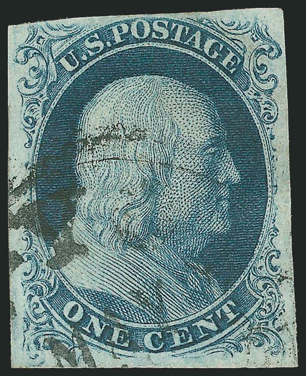 1c Blue, Ty. III (8).> Position 48L4, stitch watermark at top, large margins to just barely in at top left, deep rich color, neat strike of circular datestamp, Very Fine, with 2003 P.F. certificate