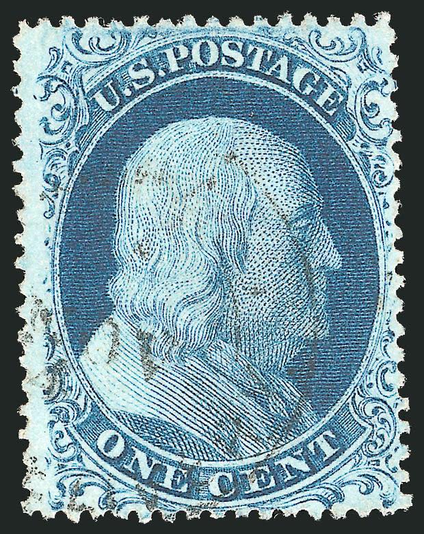 1c Blue, Ty. II (20).> Rich Plate 2 color, light strike of double-circle <New York City carrier> datestamp, well-balanced margins, Very Fine and choice, with 2000 P.F. certificate