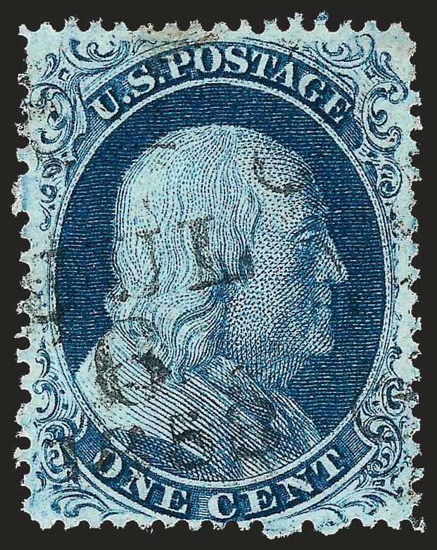 1c Blue, Ty. IIIa (22).> Position 21R4, rich color on bright paper, neat strike of July 1858 circular datestamp, Very Fine and choice, with 1997 P.F. certificate