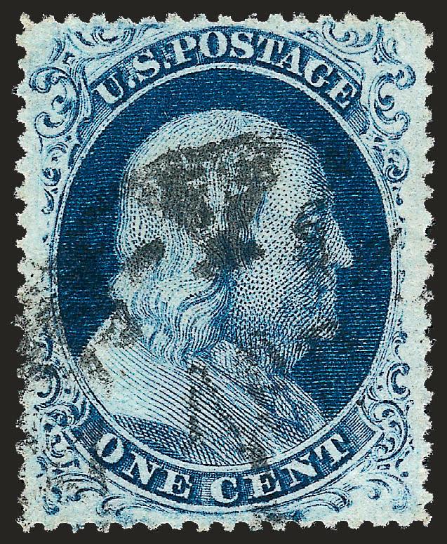 1c Blue, Ty. IIIa (22).> Rich color, unusually wide margins, bold strike of New York circular datestamp, Extremely Fine, exceedingly scarce with such wide margins, with 1984 P.F. certificate