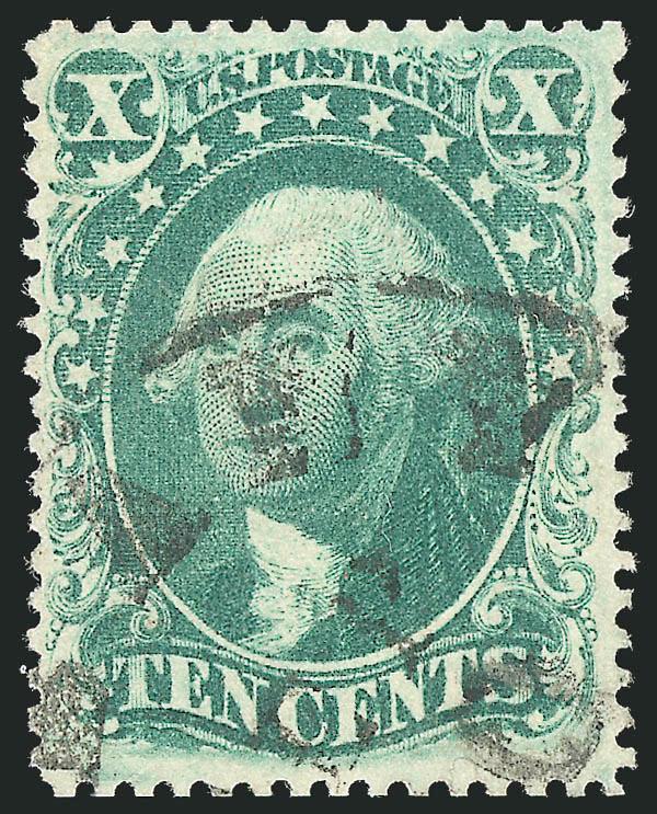 10c Green, Ty. III (33).> Choice centering, fresh color, neat town cancel, Very Fine and choice, with 1992 P.F. certificate