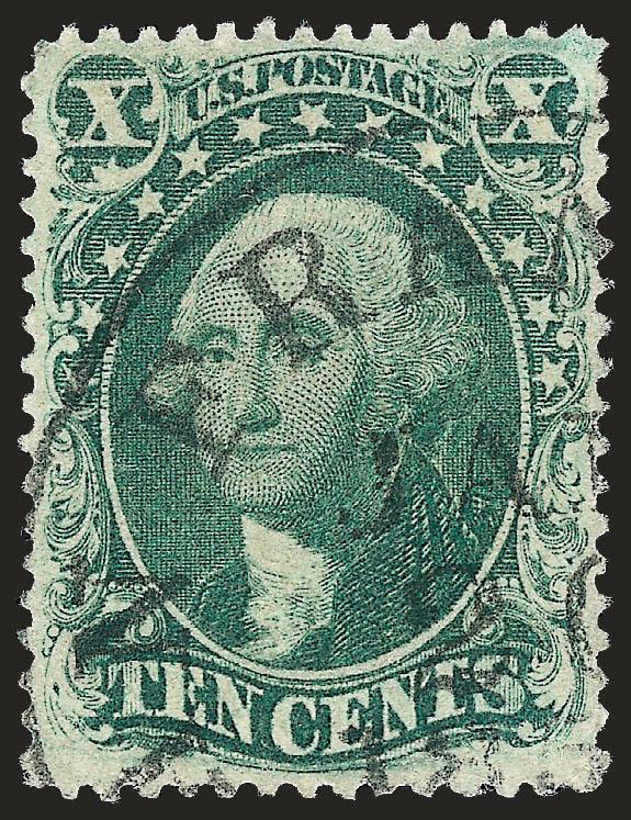 10c Green, Ty. IV (34).> Position 64L1, <recut at both top and bottom,> pretty color, neat strike of San Francisco circular datestamp, well-proportioned margins, light corner crease at top right, utterly
meaningless in a stamp of such Extremely Fine