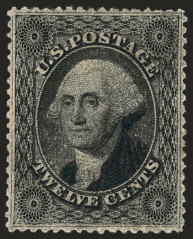 12c Black, Plate 3 (36b).> Barely disturbed original gum, deep shade, well-balanced margins, Extremely Fine, with 1996 P.F. certificate