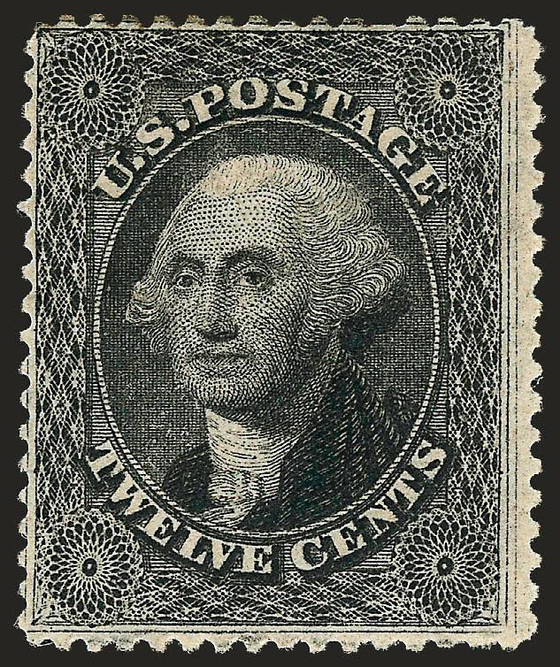 12c Black, Plate 3 (36b).> Original gum, bright shade, wide margins, Fine