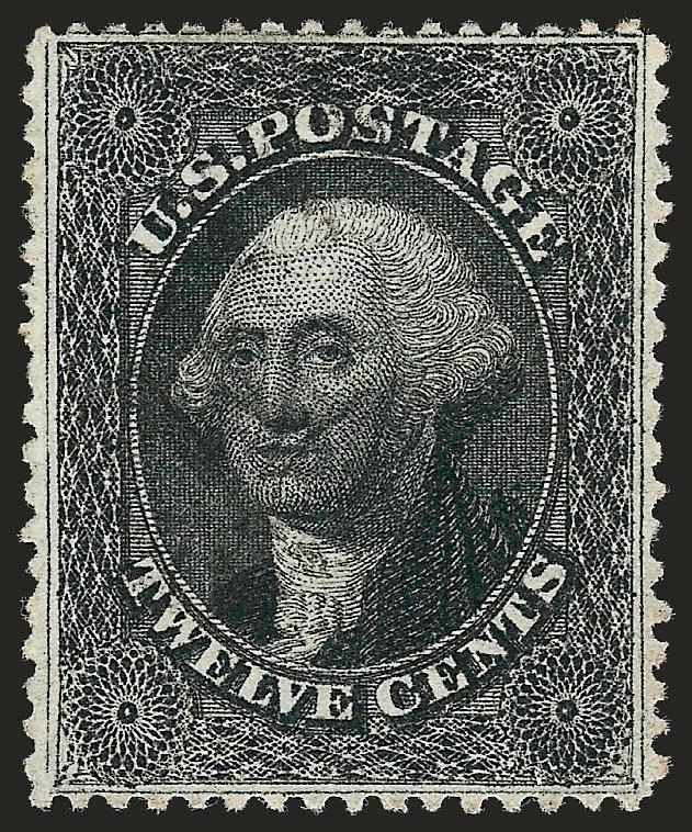 12c Black, Plate 3 (36b).> Detailed impression on bright paper, unobtrusive cancel, well-proportioned margins, Extremely Fine