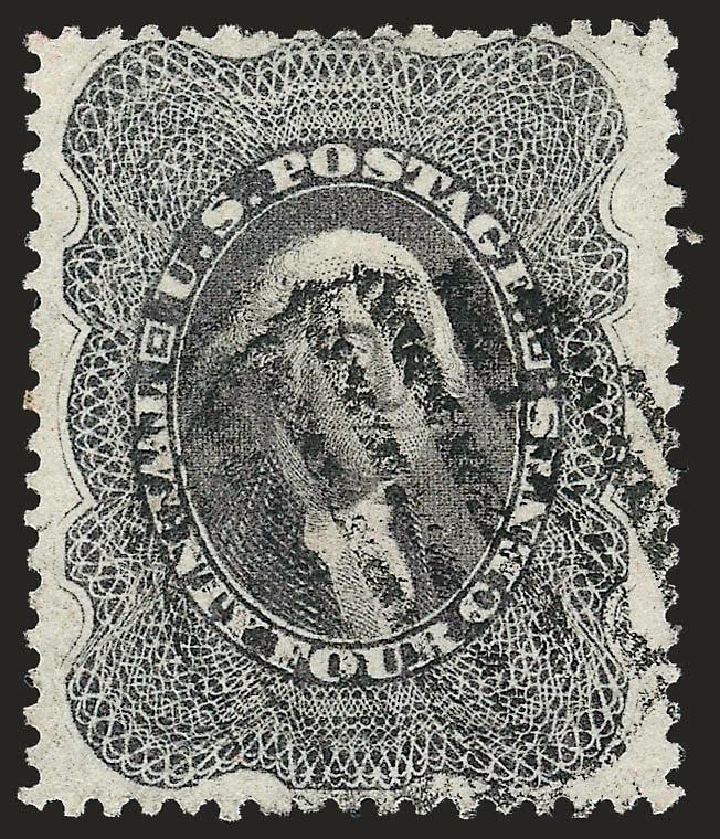 24c Gray (37a).> Intense color and impression, bold strike of grid cancel, well-balanced margins, Very Fine, a beautiful example of this desirable shade, with 1981 P.F. certificate