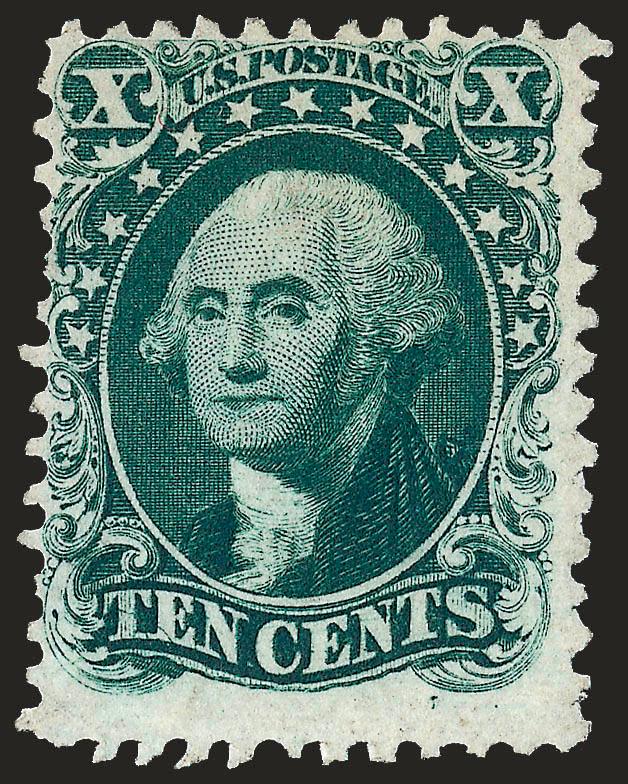 10c Blue Green, Reprint (43).> Without gum as issued, brilliant color on crisp paper, detailed impression, Fine, with 1998 P.F. certificate