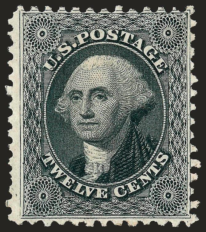 12c Greenish Black, Reprint (44).> Without gum as issued, crisp impression showing every nuance of the design, wider margins than normally seen on this issue, fresh and Fine, with 1998 P.F. certificate