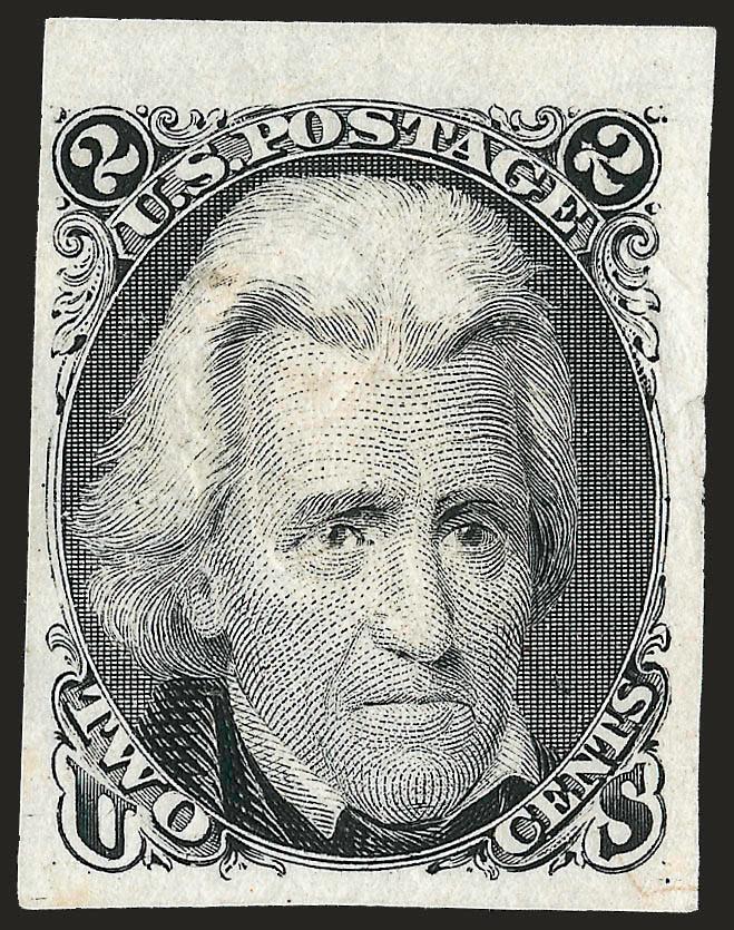 1c-90c 1861-66 Issue, Plate Proofs on India (63P3-77P3).> Twelve, incl. 3c in the Lake and Scarlet colors, the 2c is Die I and with sheet margin at top, large margins, rich colors, 2c tiny paper flaw, Very
Fine-Extremely Fine