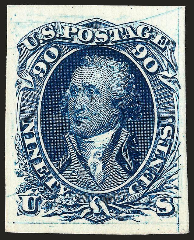 1c-90c 1861-66 Issue, Plate Proofs on Card (63P4-77P4).> Ten, the 2c Die II, large margins all around, deep rich colors, Extremely Fine, a pretty group