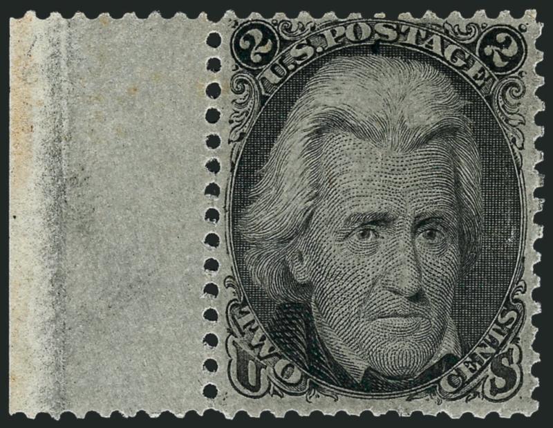 2c Black (73).> Mint N.H. with selvage at left, intense shade and impression, Fine, scarce in Mint N.H. condition, with 2004 P.F. certificate, Scott Retail as hinged