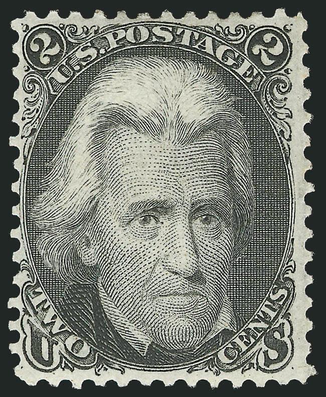 2c Black (73).> Original gum, lightly hinged, dark shade on bright white paper, Very Fine, with 2001 P.F. certificate