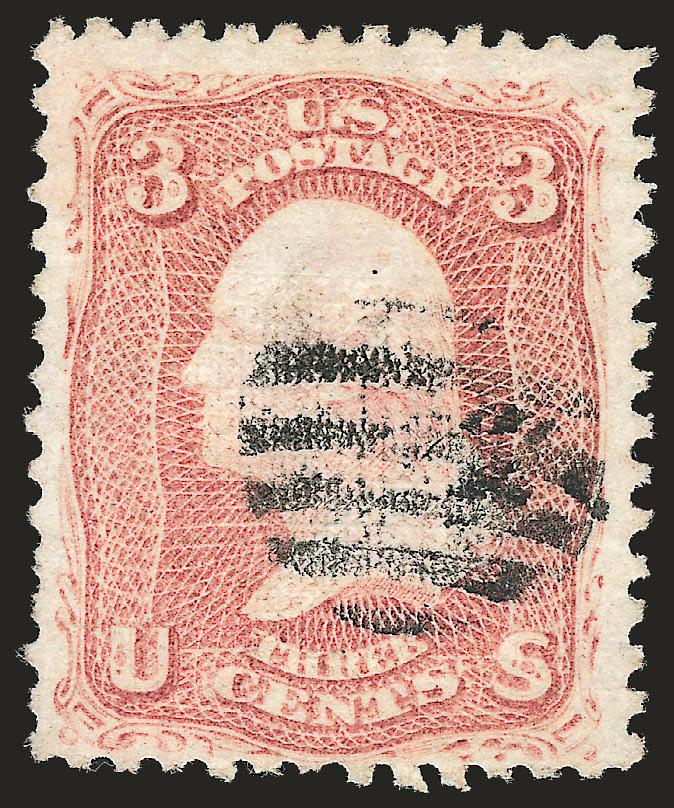 3c Rose, D. Grill (85).> Brilliant color on crisp paper, clearly-defined grill, small grid cancel, Fine