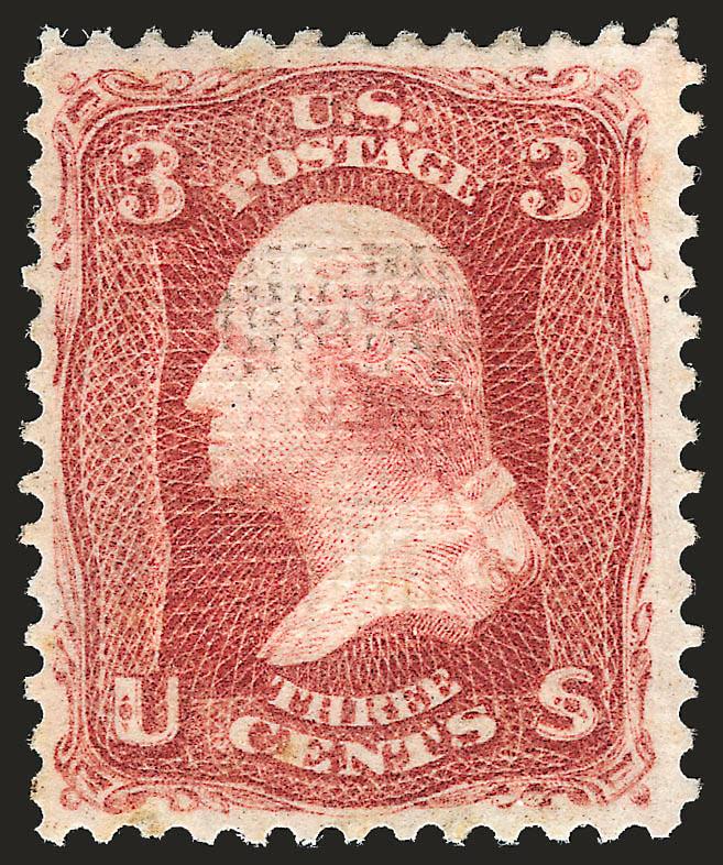 3c Rose, E. Grill (88).> Original gum, deep rich color on bright paper, well-defined grill which is easily visible froM the front, Very Fine and choice, a pretty stamp, with 1991 P.F. certificate