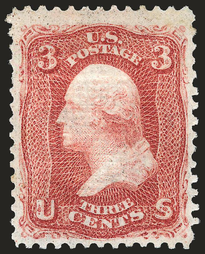 3c Rose, E. Grill (88).> Traces of original gum described on accompanying certificate as part original gum, bright shade, wide margins, few slightly shortish perfs do not detract (not mentioned on accompanying
certificate), Very Fine, with 1987 P.F
