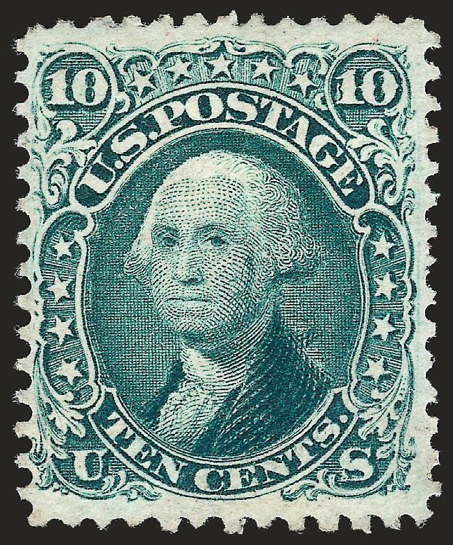 10c Green, E. Grill (89).> Unused (regummed), radiant color, wide margins, Very Fine, with 1987 P.F. certificate