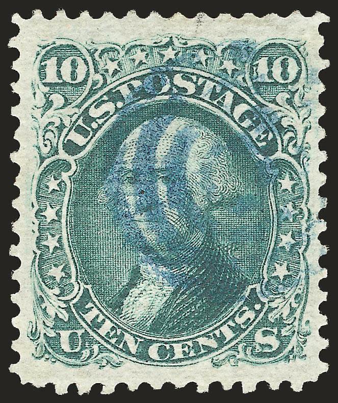 10c Green, E. Grill (89).> Choice centering, bright and fresh, clear grill, well-struck <blue> target cancel, Extremely Fine, with 1982 and 2000 P.F. certificates