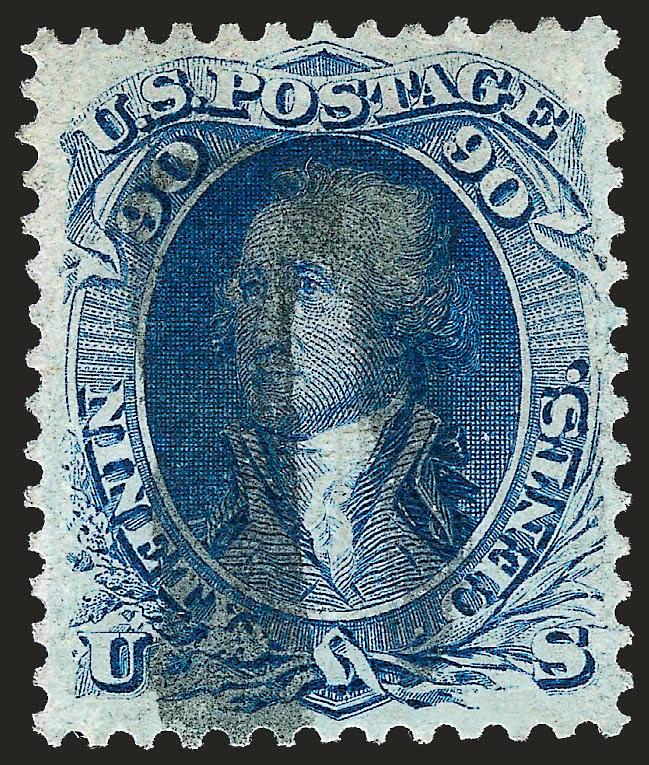 90c Blue, F. Grill (101).> Brilliant color, neat cork cancel, expertly reperfed at right, Extremely Fine appearance