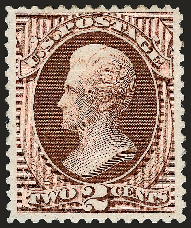 2c Red Brown, Grill (135).> H. Grill, original gum, lightly hinged, clearly-defined grill (at first we thought it might be an I Grill), pretty shade, Very Fine and choice, with 1976 and 2005 P.F.
certificates