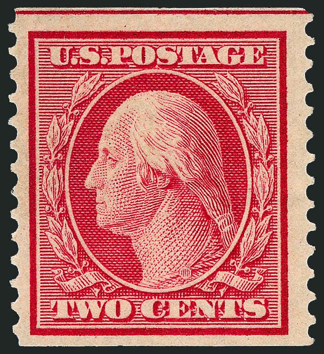 2c Carmine, Coil (388).> Lightly hinged, brilliant color, wide margins, fresh and Very Fine, with 1990 and 1991 P.F. certificates, the former as a pair