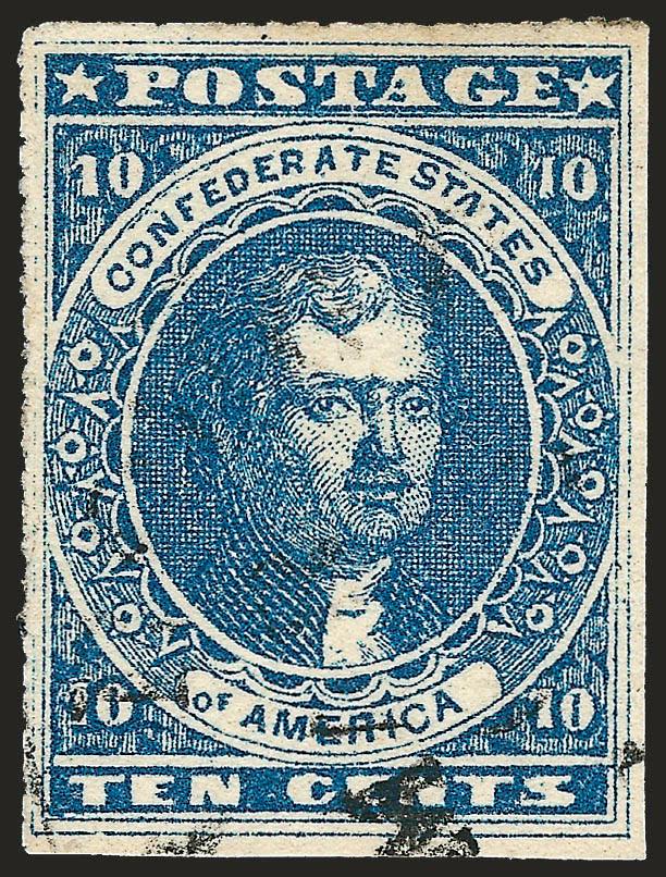 10c Dark Blue, Hoyer & Ludwig, Baton Rouge Roulette (2b var).> Roulettes at top and left, lightly cancelled by Baton Rouge datestamp, Very Fine, only listed on cover and priced at $3,000.00