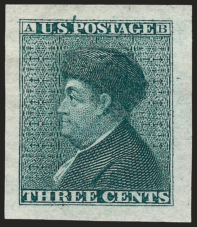 Gavit & Co., 3c Die Essay on Bond (11-E3d).> Five of the six Scott-listed colors, lacking only Orange Brown to be complete, large margins, fresh and Very Fine group