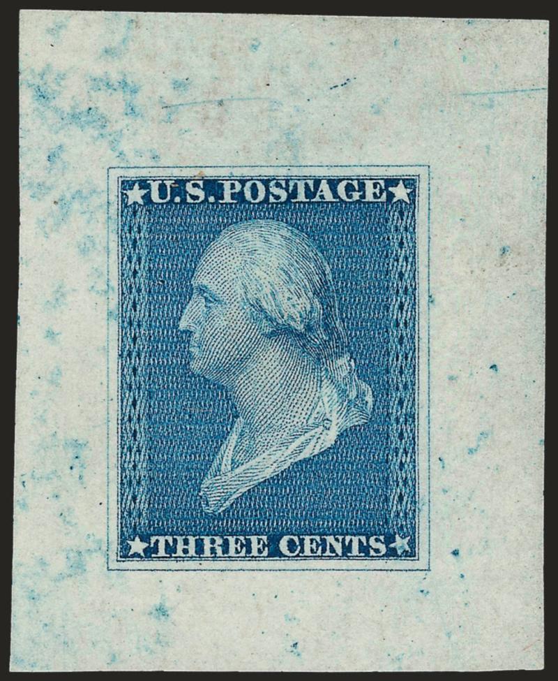 Draper, Welsh & Co., 3c Die Essay on Bond (11-E8b).> Three, in Black, Brown and Blue, bright colors, fresh and Very Fine
