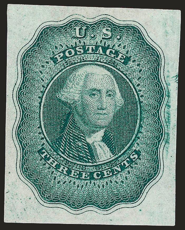 Gavit & Co., 3c Die Essay on India (11-E4b).> Struck in Blue Green, 24 x 30mm, large margins, Very Fine and choice