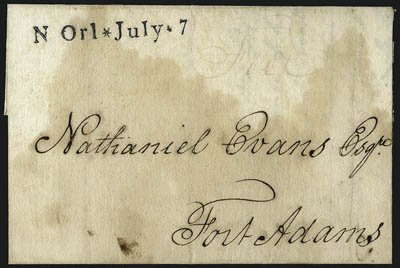 Louisiana Pre-Territorial and Territorial Covers.> Seven, incl. two pre-territorial New Orleans markings, in Territorial period there is an Opelousas ms. pmk., rest are New Orleans incl. circular datestamp
with single star, one with double star, two