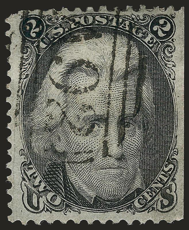 2c Black (73).> S.e. at right, cancelled by <A92 in barred oval> handstamp, thin spot at center and diagonal crease, Fine appearance