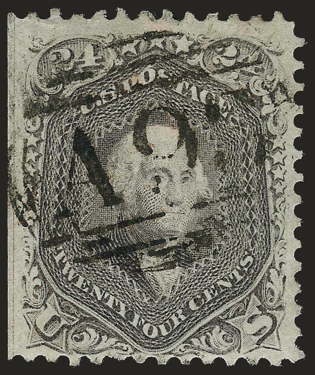 24c Lilac (78).> Natural s.e. at left, cancelled solely by <A93 in barred oval> handstamp, Very Fine and choice
