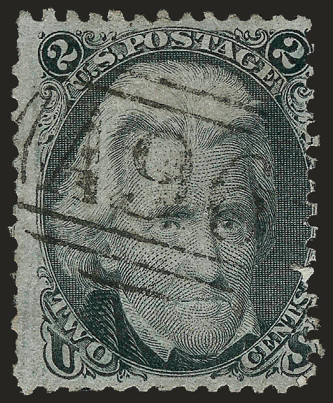 2c Black (73).> Cancelled solely by <A96 in barred oval> handstamp, bright shade, few short perfs, otherwise Fine