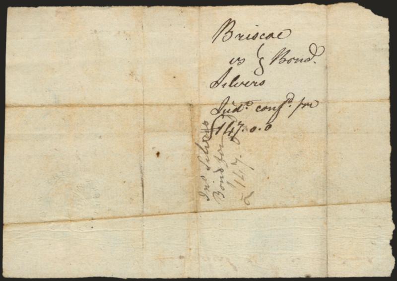 30c Kentucky (RM88).> Sharp impression on reverse of 1800 single bond, couple file folds thru embossing, otherwise Fine, rare example on bond, ex Tolman