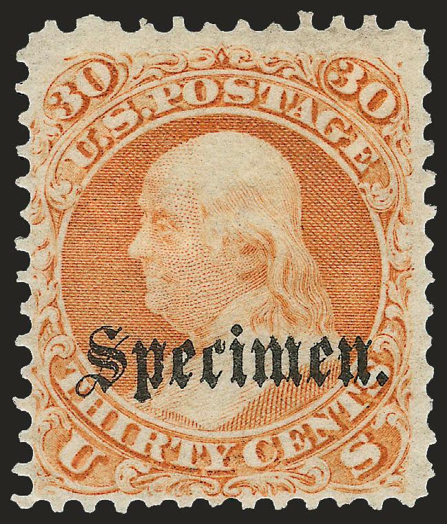 1c-90c 1861-66 Issue, Specimen Ovpt. Ty. B (63S78S).> Complete set less 12c, original gum, some h.r., typical mixed centering, Fine lot