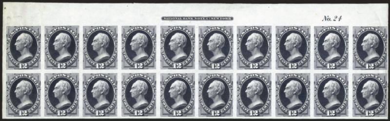 12c Violet, Plate Proof on India (151P3).> Top imprint and plate no. 24 block of 20, bottom right proof with small tear at upper right, Very Fine-Extremely Fine appearance, with 2008 P.F. certificate