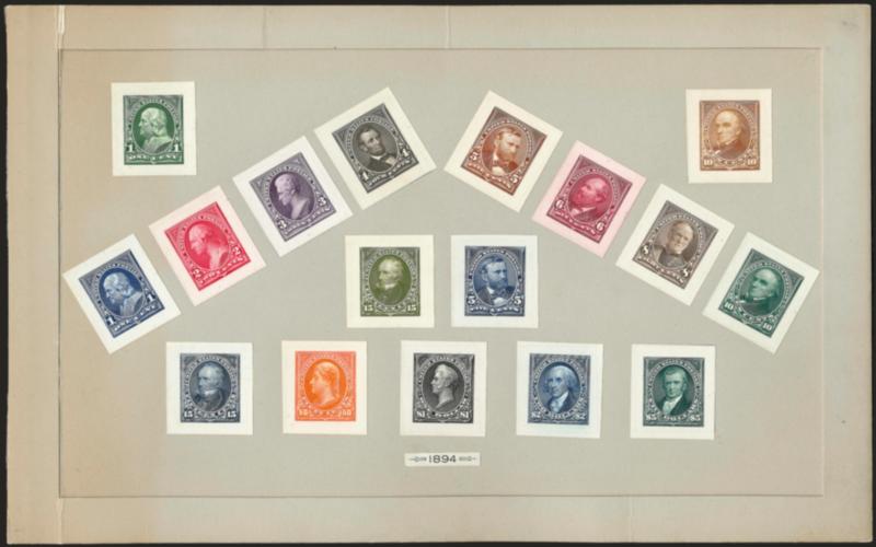 1c-$5.00 1894-98 Issue, Small Die Proofs (264P2284P2).> The complete set of 17 different on one Roosevelt presentation album page, Very Fine and choice, only 85 sets prepared