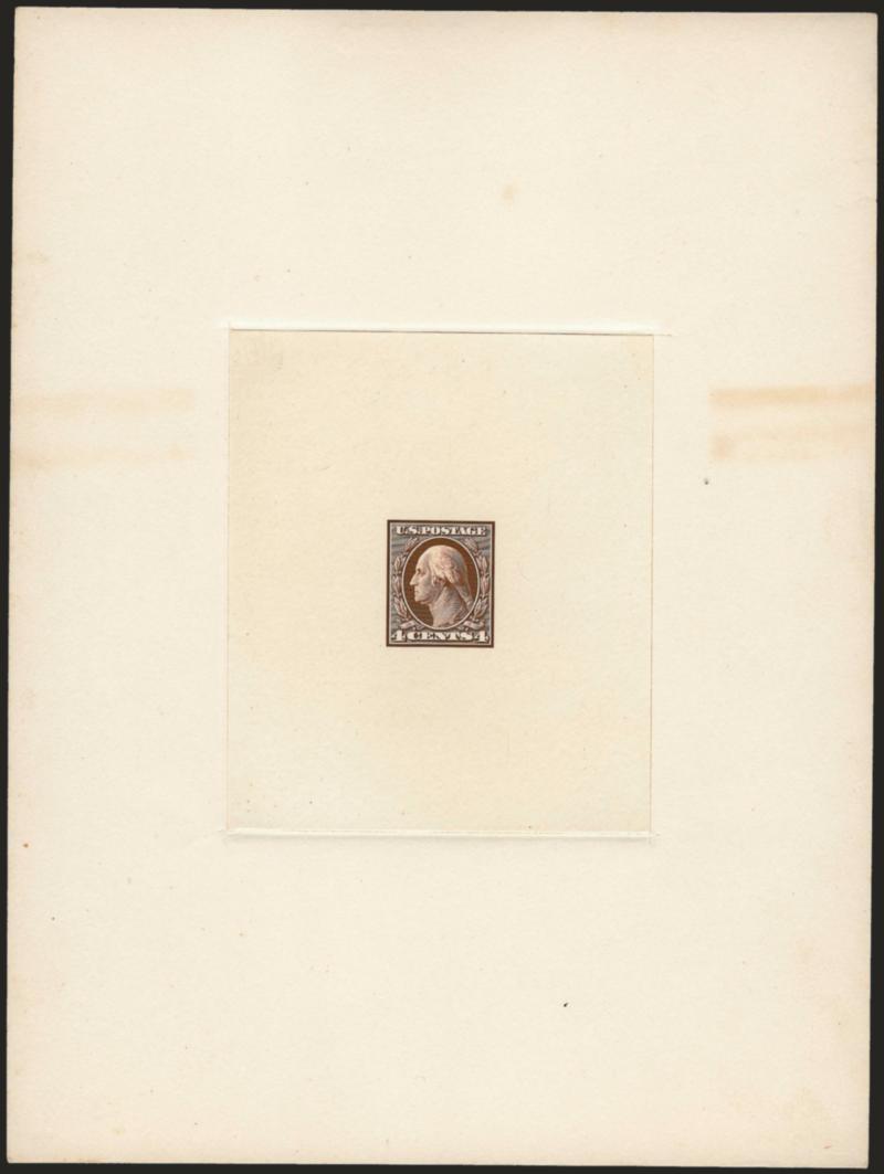 4c Brown, Large Die Proof on India (334P1).> Die sunk on 6 x 8 in. card, some light card toning, the proof Extremely Fine