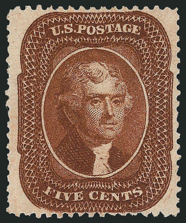 5c Orange Brown, Ty. II (30).> Unused (no gum), deep rich color, Very Fine, with 1975 P.F. certificate