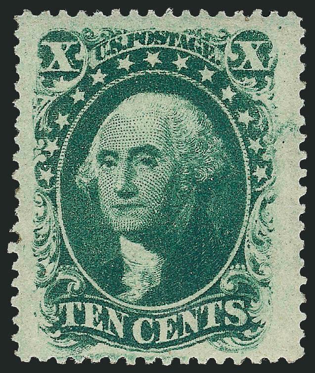 10c Green, Ty. V (35).> Original gum, lightly hinged, wide margins and strong color, Very Fine, with 1984 P.F. certificate