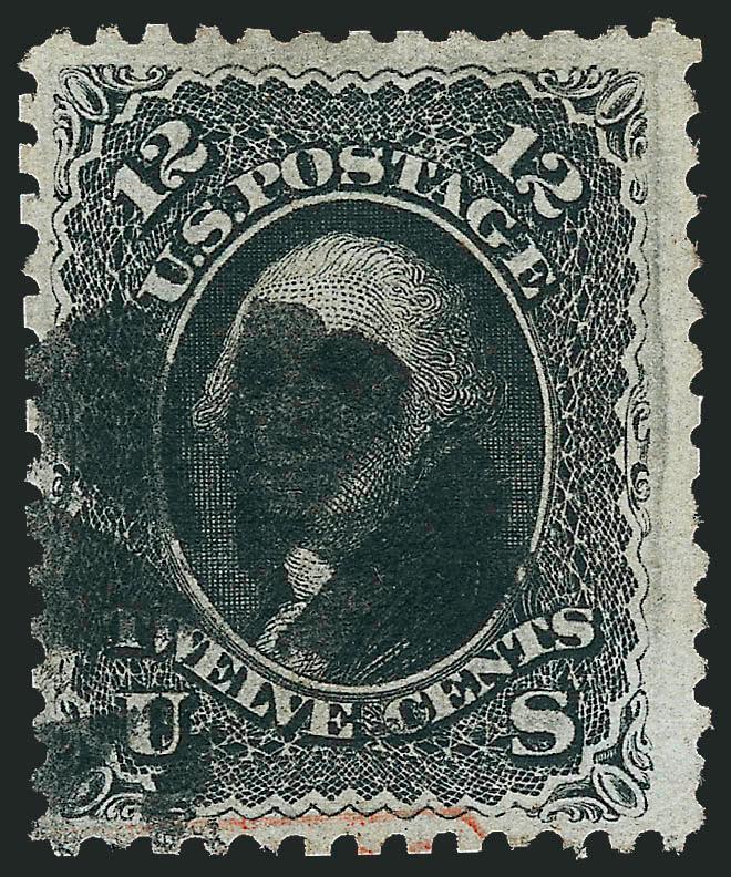 12c Black, Z. Grill (85E).> Unusually wide margins, bold circle of wedges cancel and tiny bit of red transit at bottom, trivial slightly shorter perf at right, otherwise Very Fine, with 2008 P.S.E.
certificate