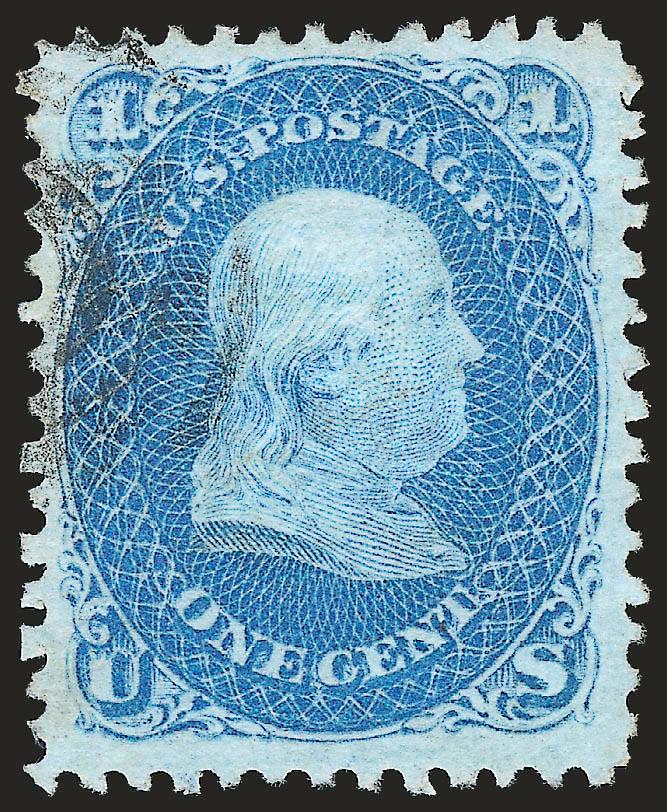 1c Blue, E. Grill (86).> Unusually wide margins and very attractive centering, magnificent color and sharp impression, light face-free target cancel, Very Fine and choice, with 2008 P.S.E. certificate