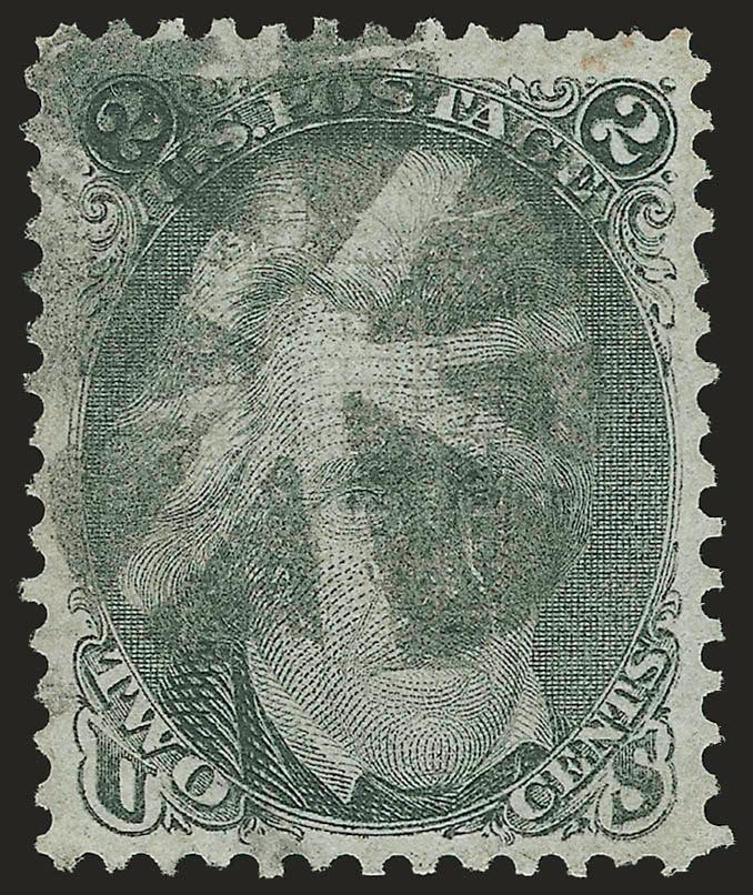2c Black, E. Grill (87).> Bright shade, well-defined grill, neat circle of wedges cancel and unusually wide margins, Extremely Fine Gem, with 2000 P.F. certificate