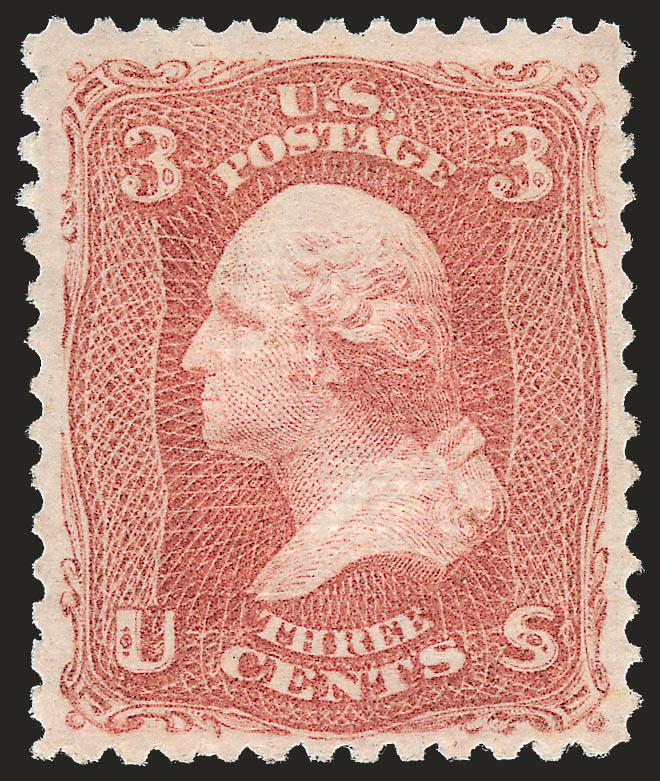3c Rose, E. Grill (88).> Original gum, beautiful rich color and sharp impression, Very Fine and choice, a gorgeous stamp, with 2002 P.F. certificate