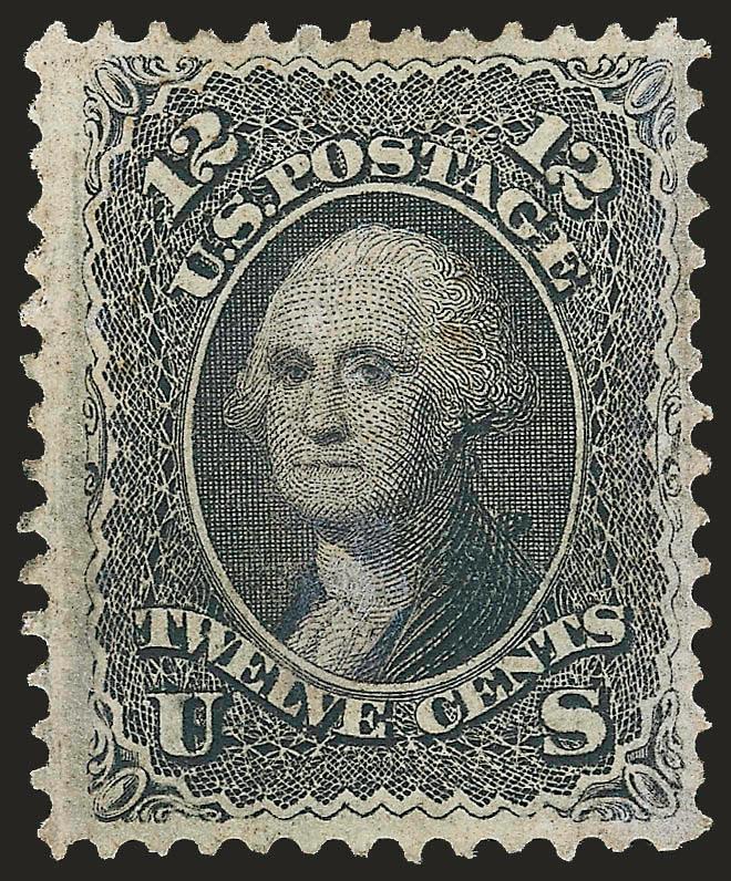 12c Black, F. Grill (97).> Original gum, uncommonly well-centered, clear impression, several tiny toning spots of little import, otherwise Very Fine, with 2007 P.F. certificate